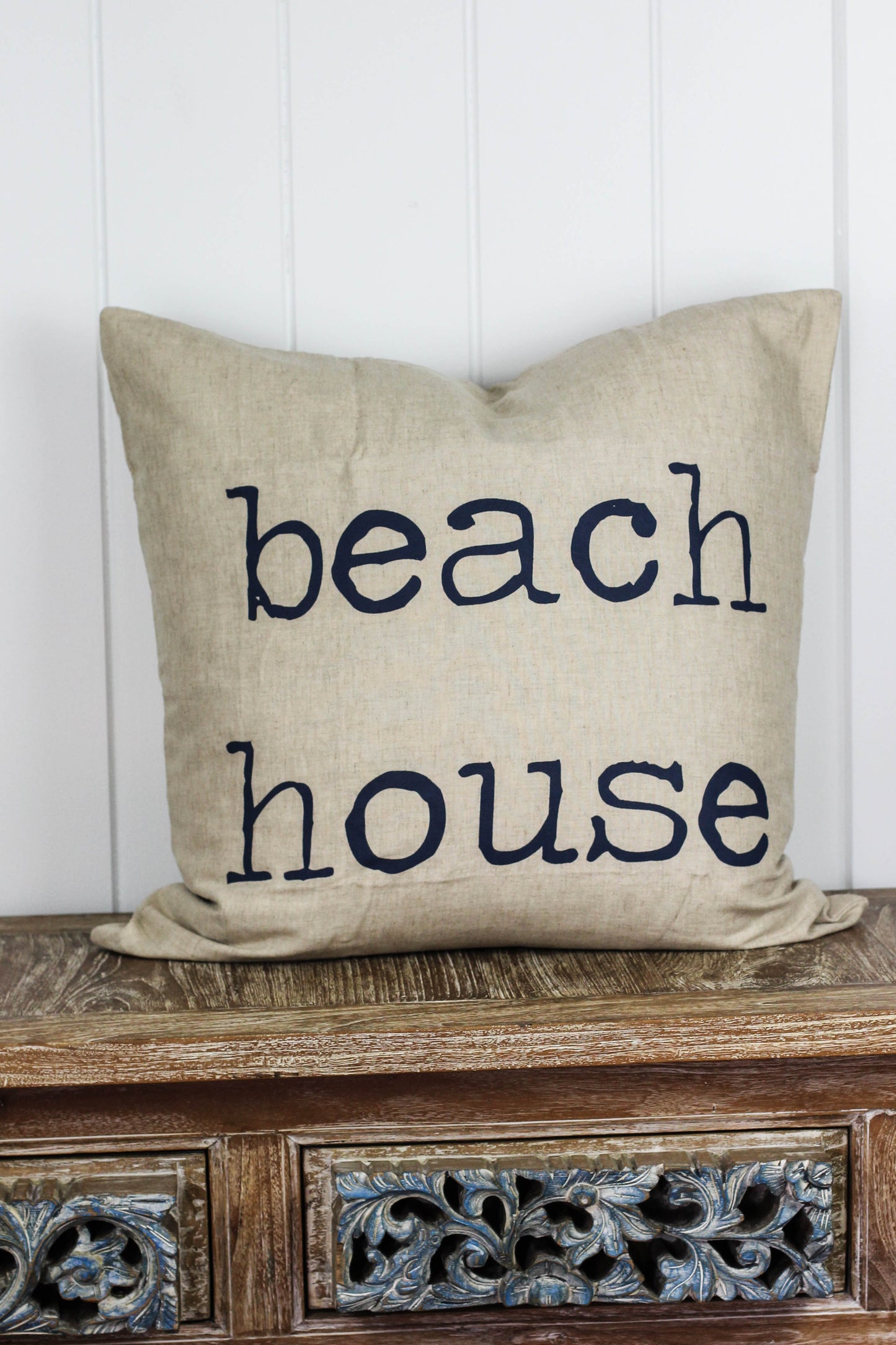 Square "Beach House" Screen-printed pillow cover | Various ink colors