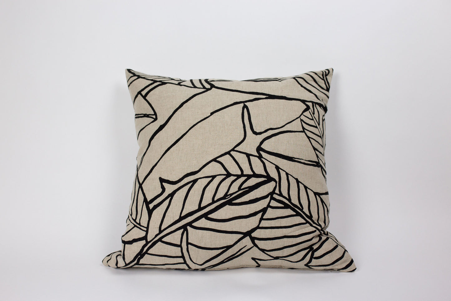 Banana Leaf/Stripe Square Pillow Cover | Black or White design