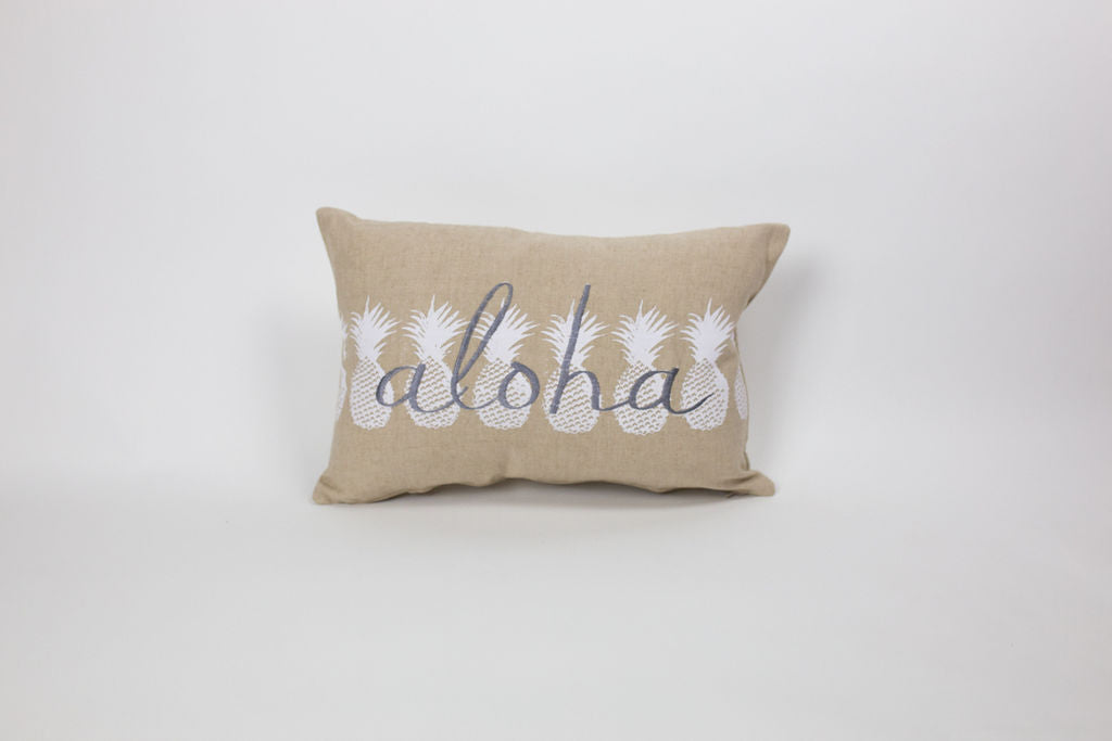 Ho'okipa/Aloha Small Rectangle Pillow Cover | Various Embroidery Colors