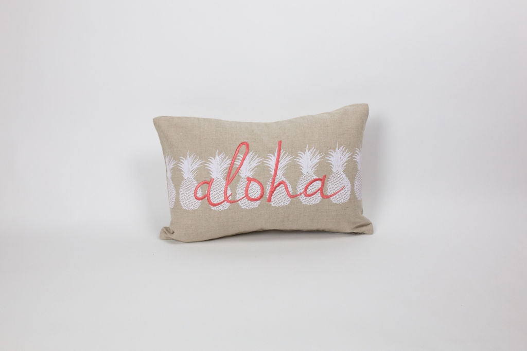Ho'okipa/Aloha Small Rectangle Pillow Cover | Various Embroidery Colors