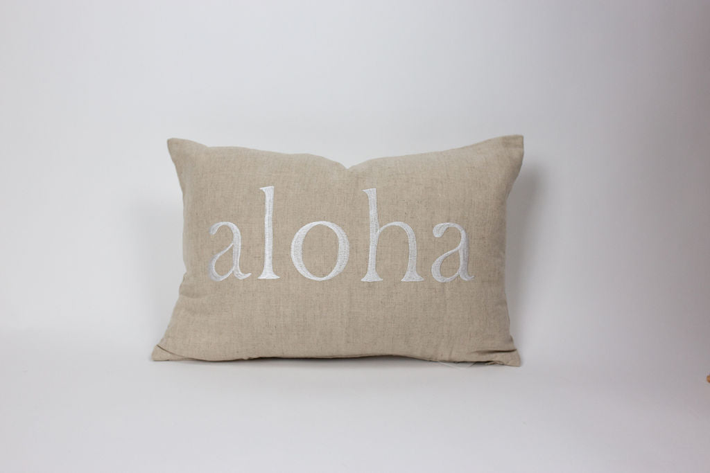 Aloha/Hawaii Reverse Text Rectangle Pillow Cover | Various Embroidery Colors