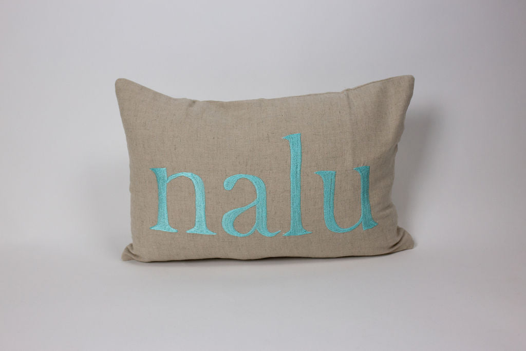 Nalu/Surf Reverse Text Small Rectangle Pillow Cover | Various Embroidery Colors