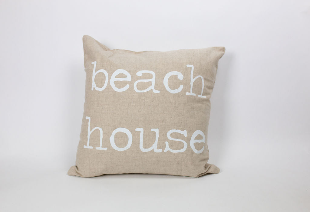 Square "Beach House" Screen-printed pillow cover | Various ink colors