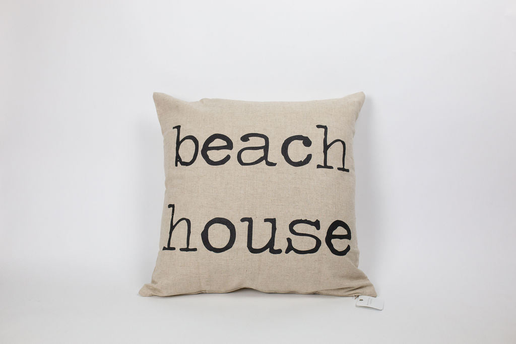 Square "Beach House" Screen-printed pillow cover | Various ink colors