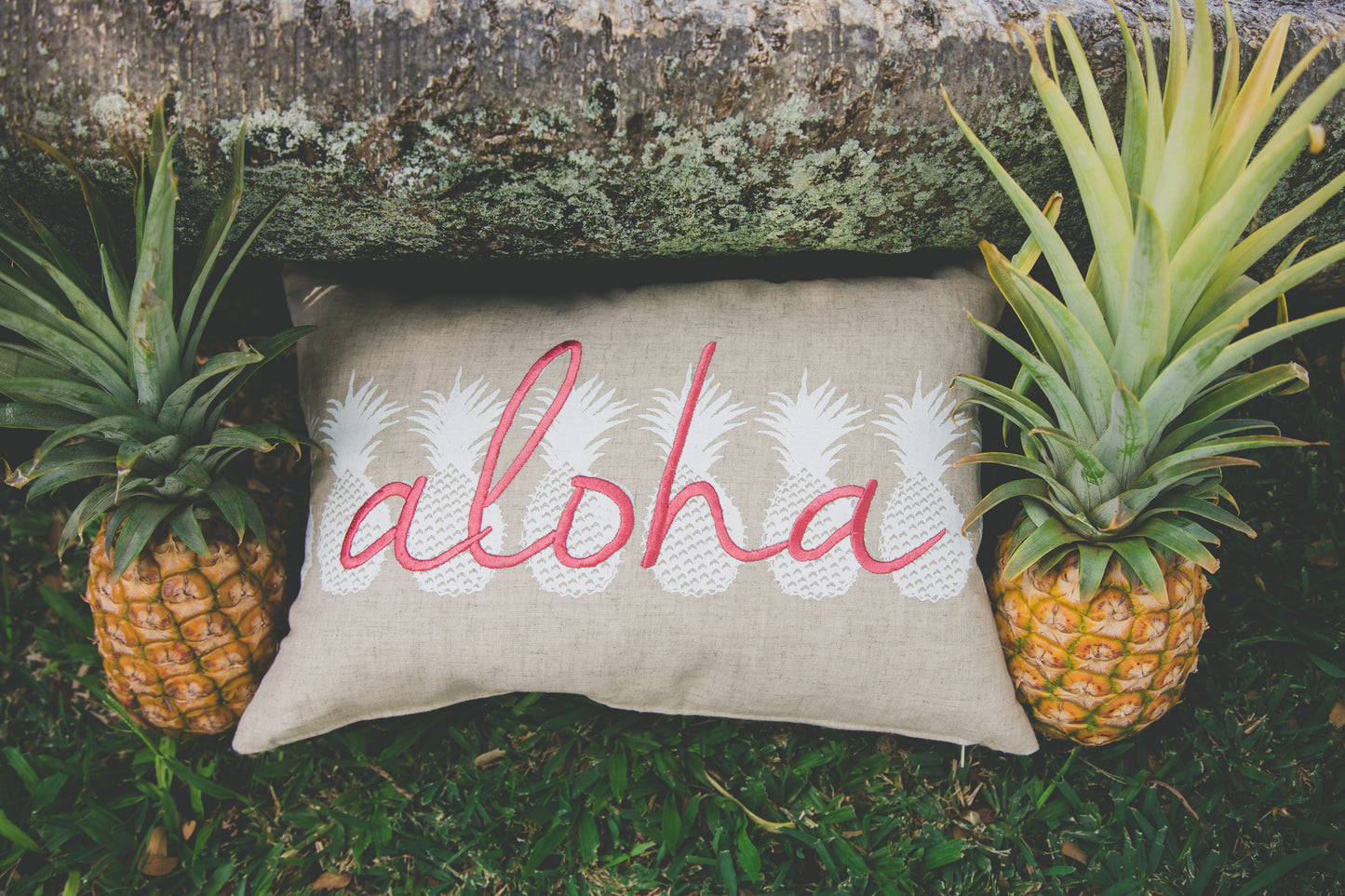 Ho'okipa/Aloha Small Rectangle Pillow Cover | Various Embroidery Colors