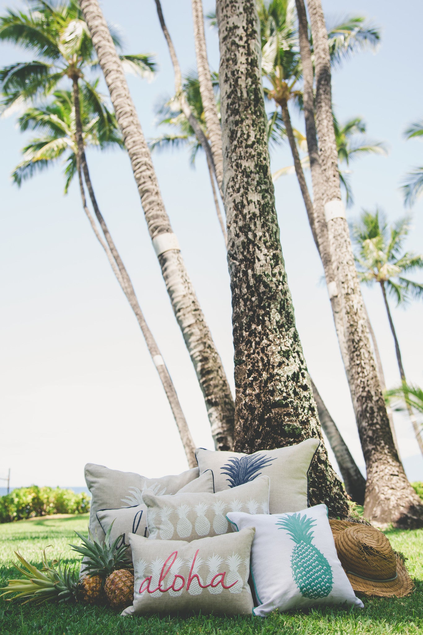 Ho'okipa/Aloha Small Rectangle Pillow Cover | Various Embroidery Colors