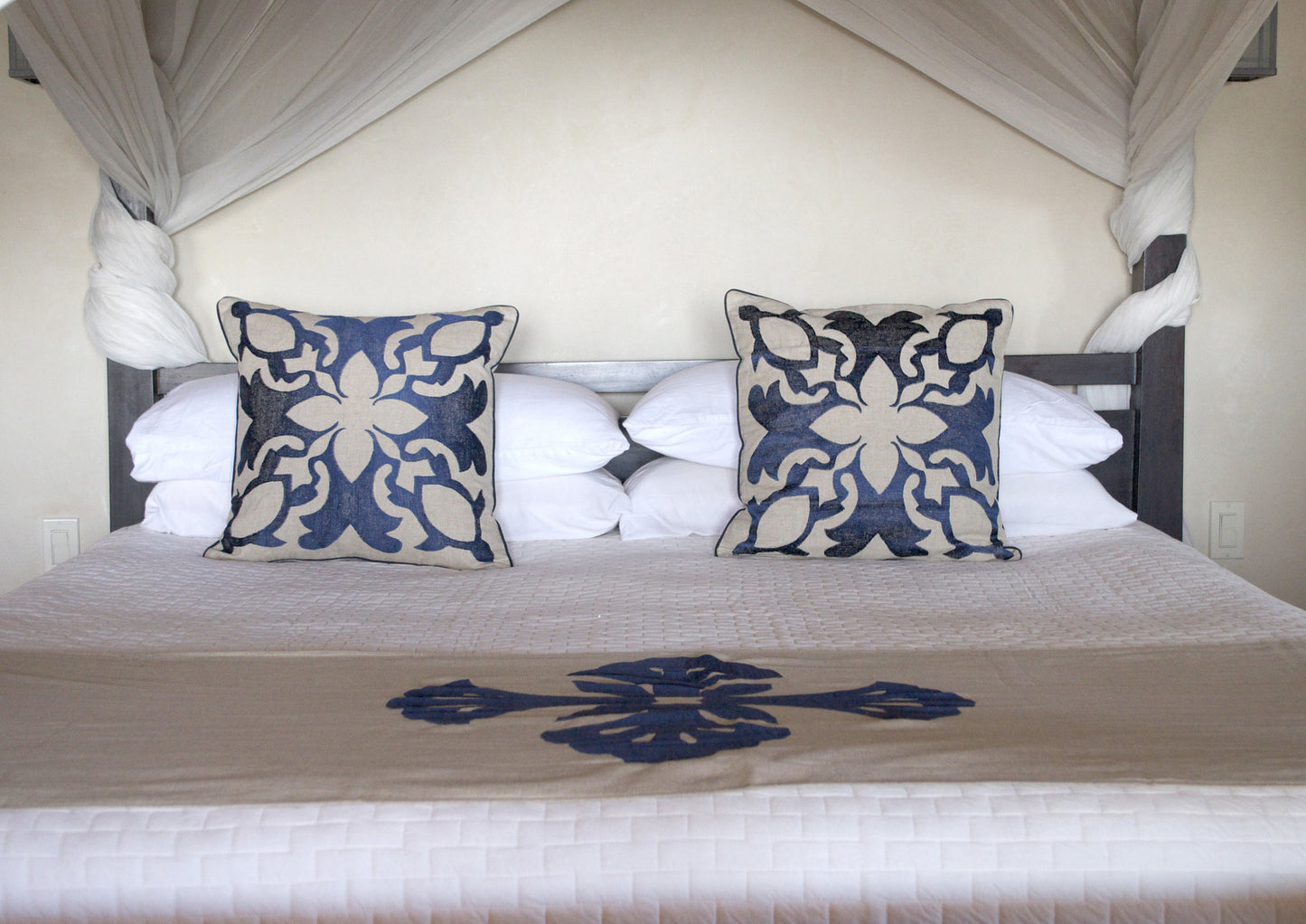 Lanikai Linen Embroidered Pillow Cover Turbo Shell 22 x 22