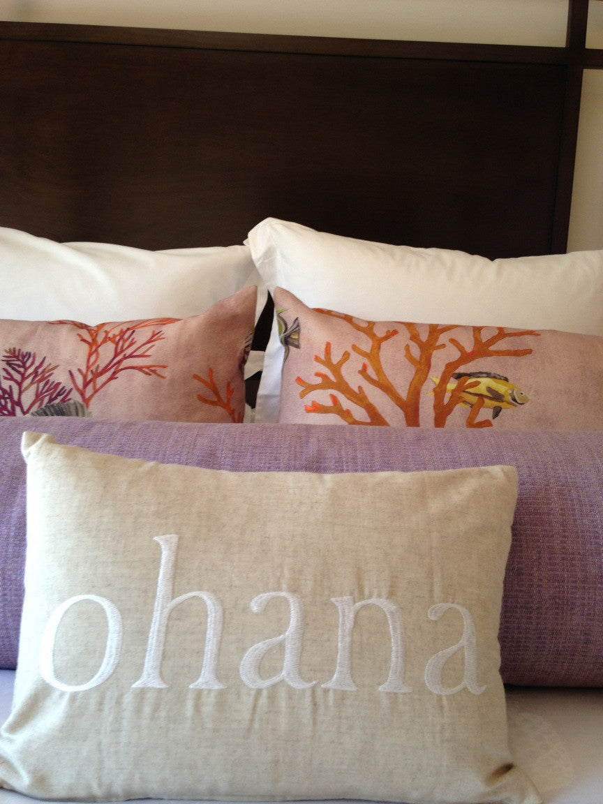 Embroidered | Double Sided Text |Ohana/Family| Pillow Cover