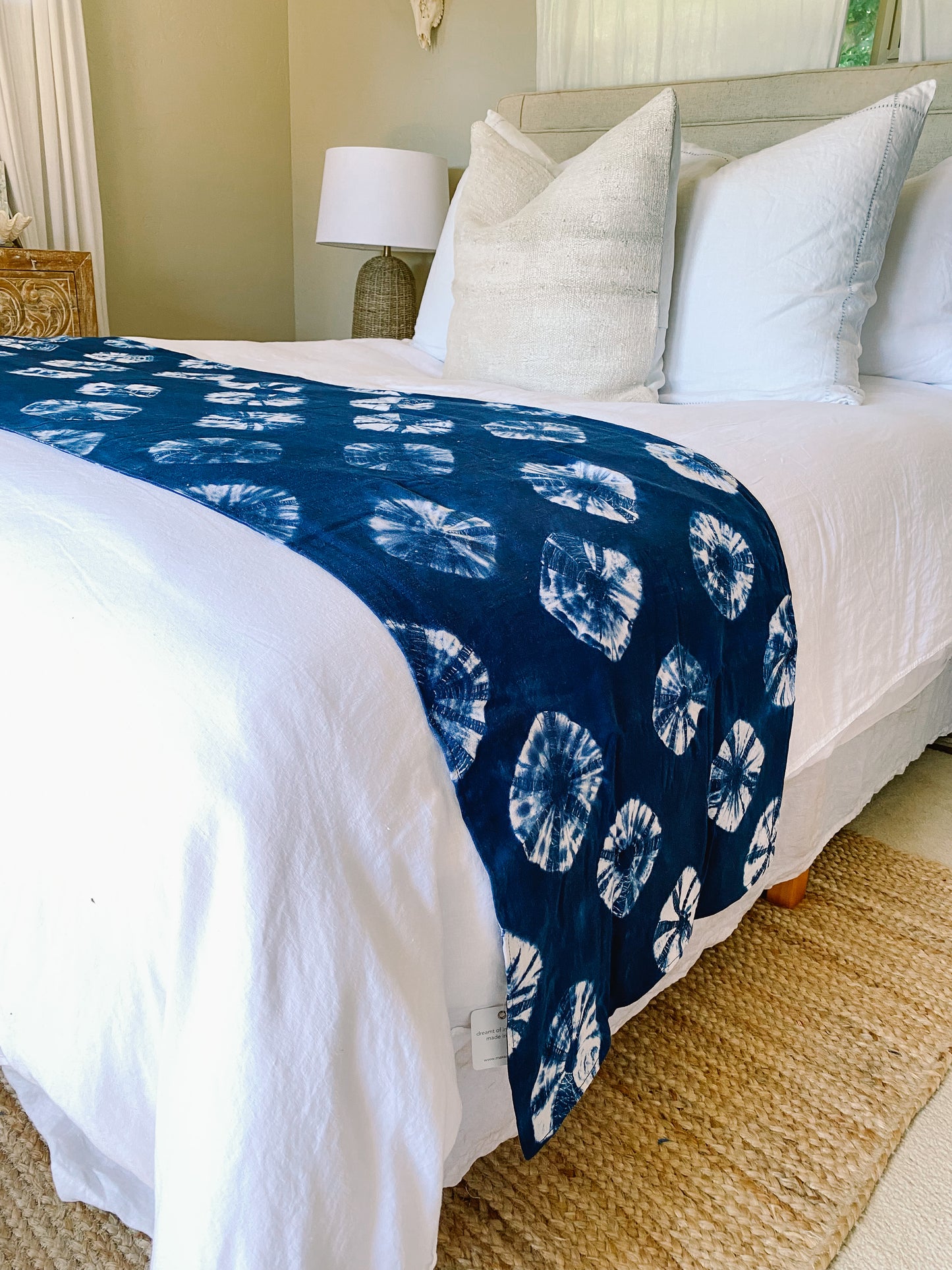 Shibori Indigo Bed Runner