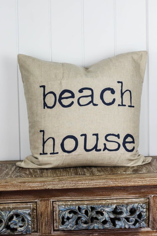 Square "Beach House" Screen-printed pillow cover | Various ink colors