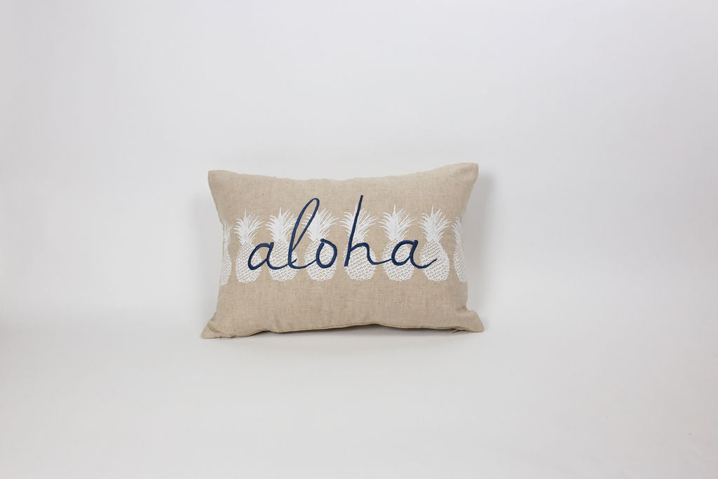 Ho'okipa/Aloha Small Rectangle Pillow Cover | Various Embroidery Colors