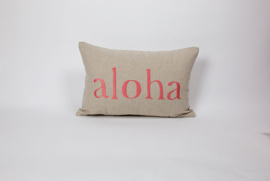 Aloha/Hawaii Reverse Text Rectangle Pillow Cover | Various Embroidery Colors