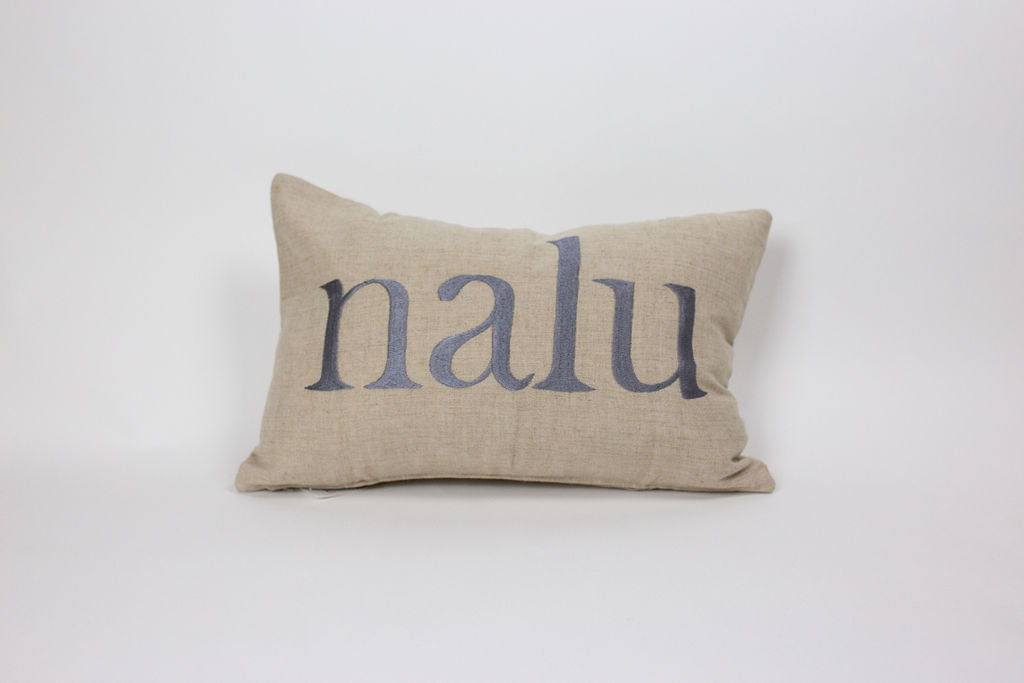 Nalu/Surf Reverse Text Small Rectangle Pillow Cover | Various Embroidery Colors