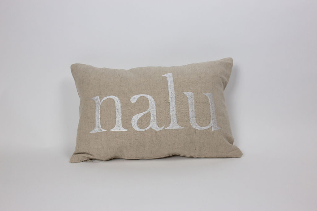 Nalu/Surf Reverse Text Small Rectangle Pillow Cover | Various Embroidery Colors