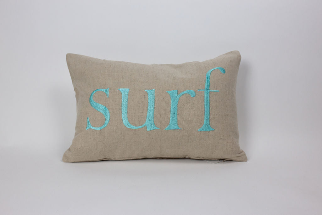 Nalu/Surf Reverse Text Small Rectangle Pillow Cover | Various Embroidery Colors