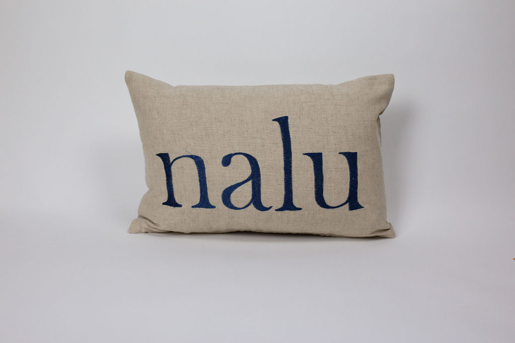 Nalu/Surf Reverse Text Small Rectangle Pillow Cover | Various Embroidery Colors