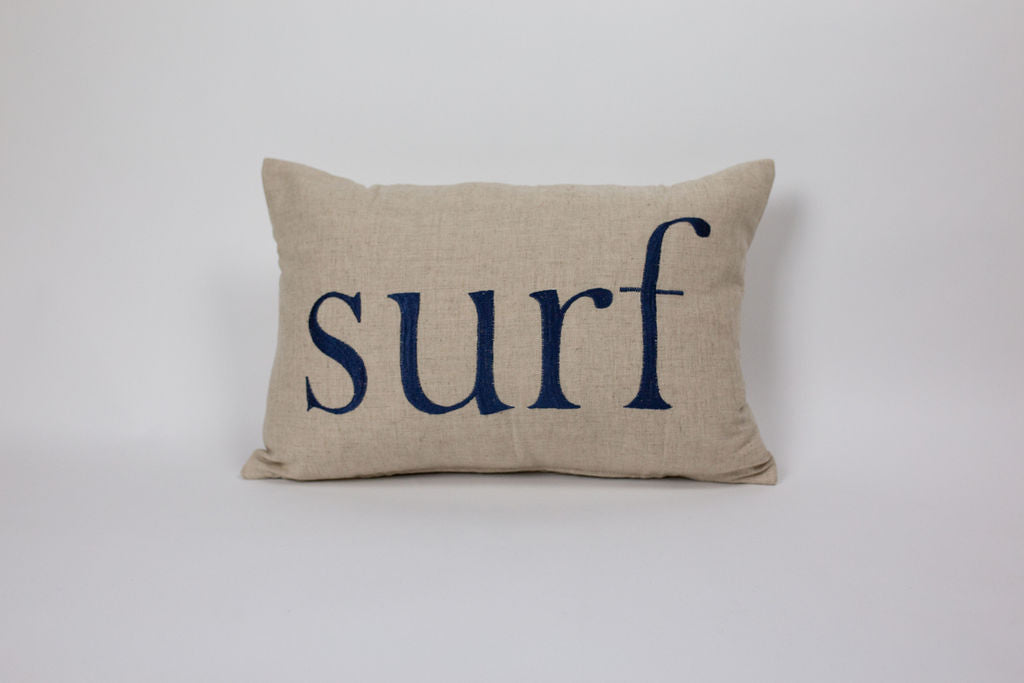 Nalu/Surf Reverse Text Small Rectangle Pillow Cover | Various Embroidery Colors