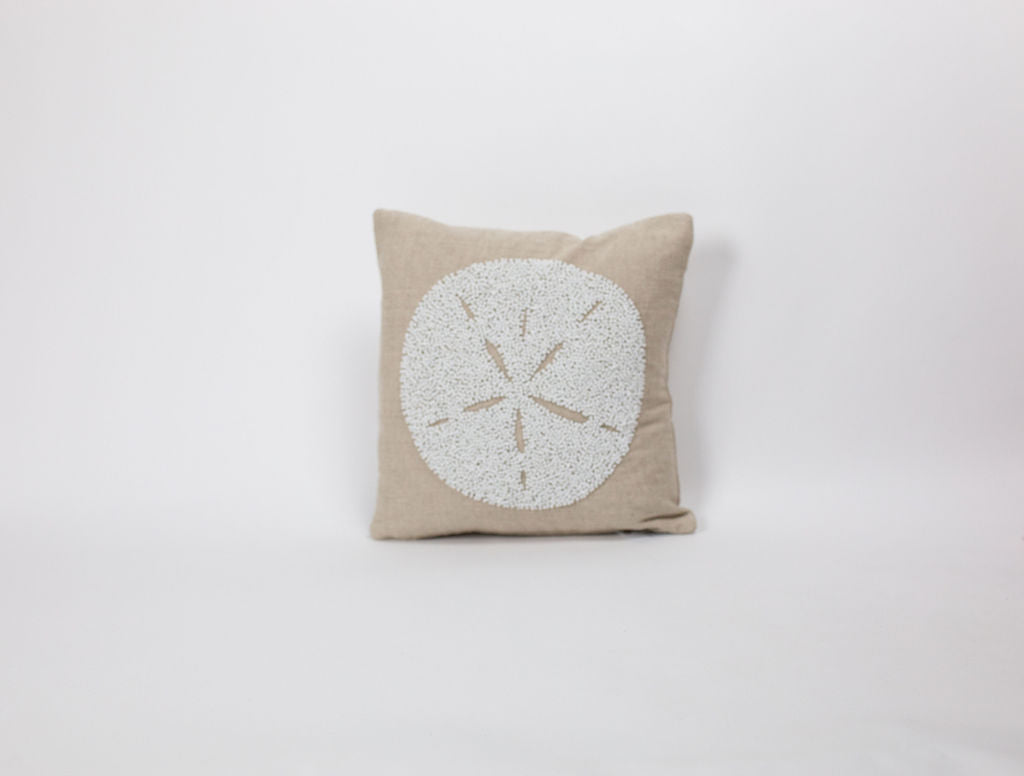 Beaded Linen Small Square Pillow | Various Ocean Images