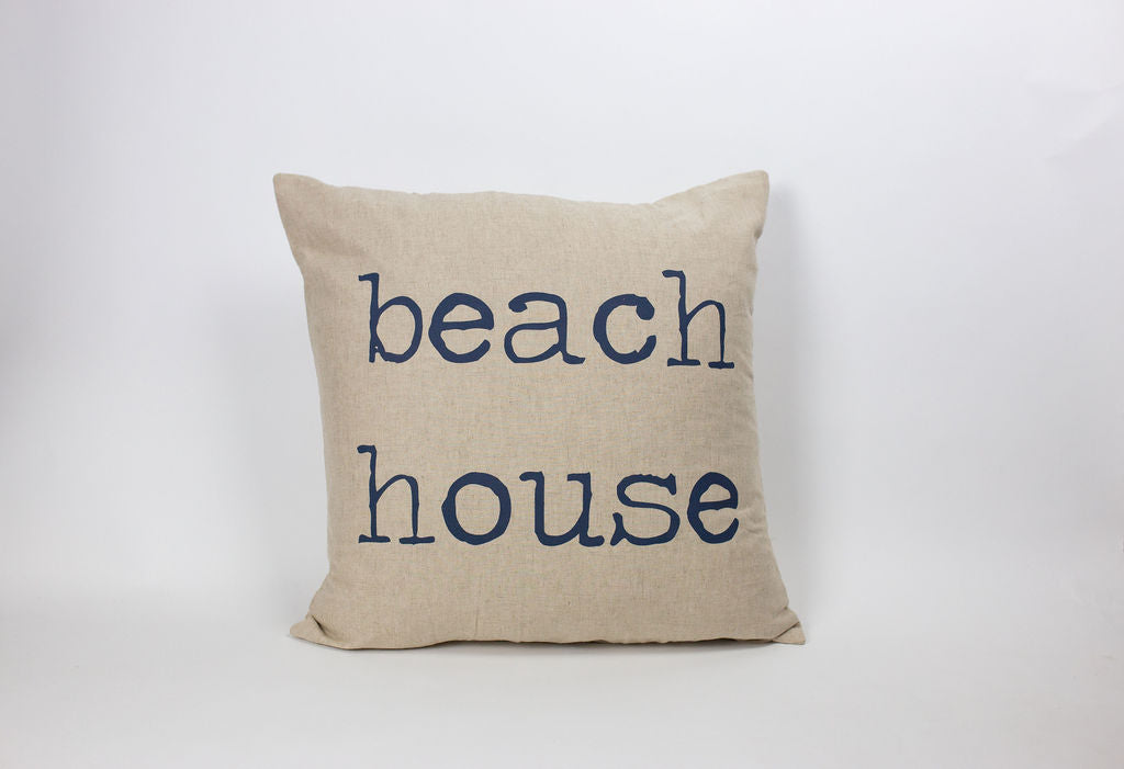 Square "Beach House" Screen-printed pillow cover | Various ink colors