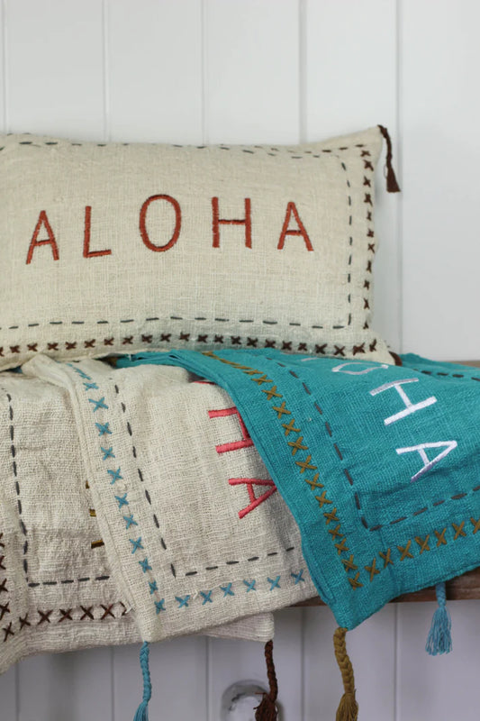 Maka Sea Textured Weave Lumbar Pillow | ALOHA