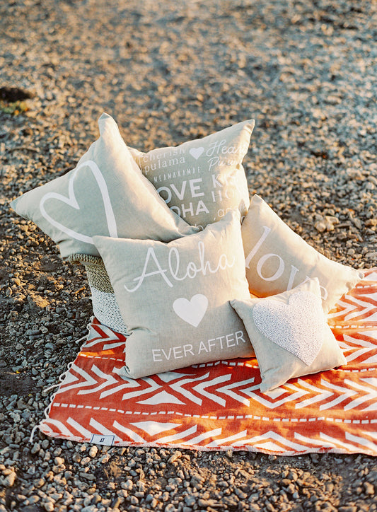 Hawaiian Wedding Linen Pillow Cover, 22" Square – Screen Printed