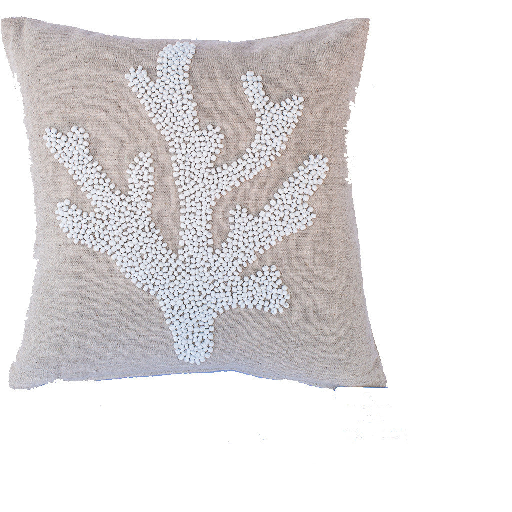 Beaded Linen Small Square Pillow | Various Ocean Images