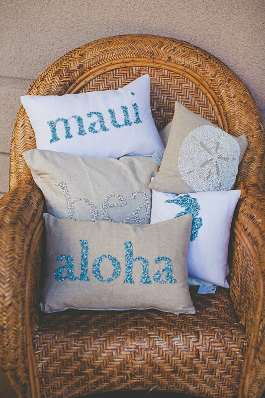 Maui Beaded Rectangle Pillow | Various bead color | 2 Sizes