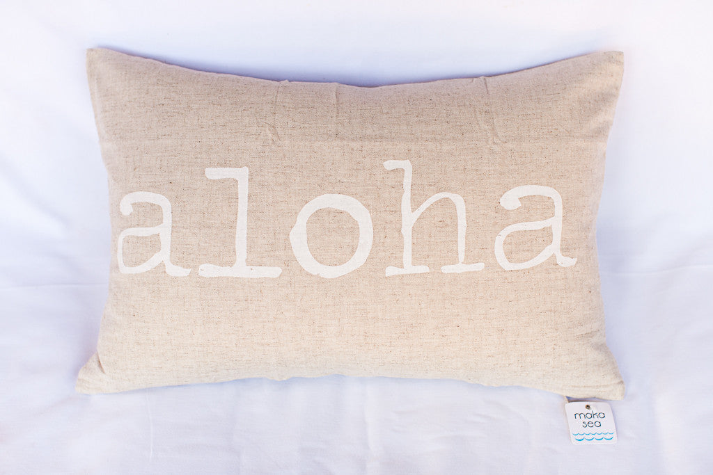 Maui/Aloha Screenprinted Large Rectangle Pillow | Various Ink colors