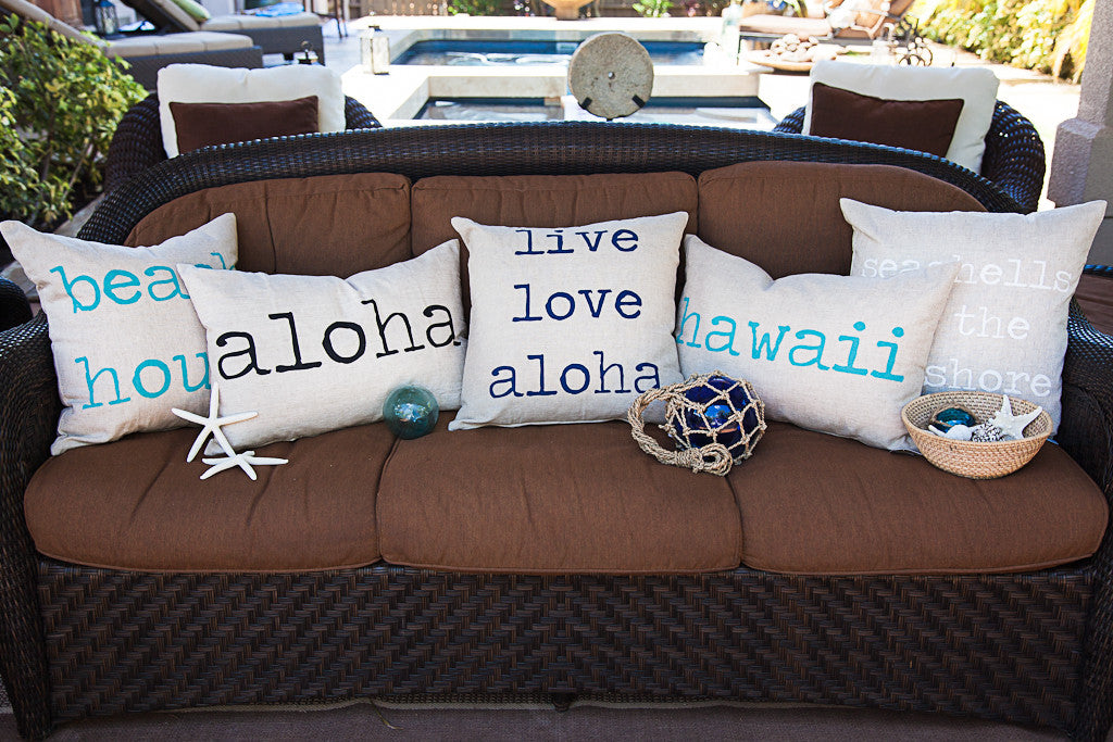 Maui/Aloha Screenprinted Large Rectangle Pillow | Various Ink colors