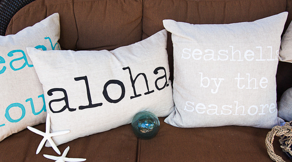 Aloha/Hawaii Screenprint Double Sided  Rectangle Pillow Cover | Various ink colors