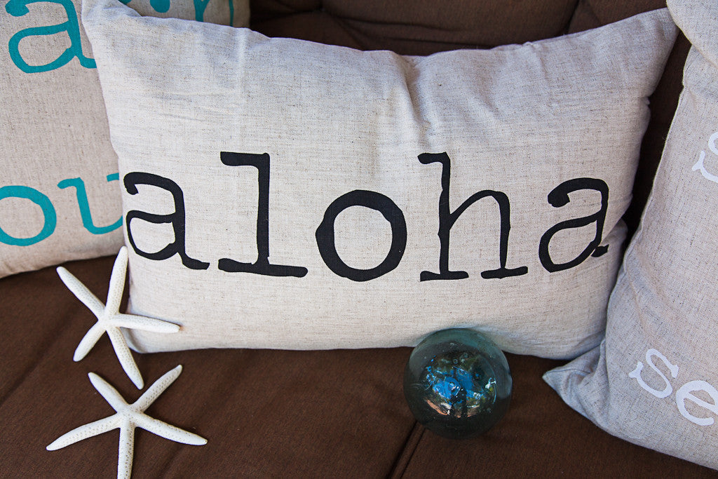 Maui/Aloha Screenprinted Large Rectangle Pillow | Various Ink colors