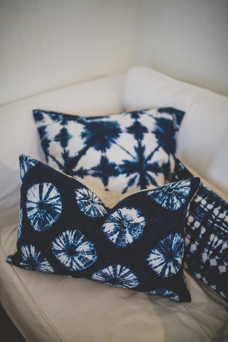 Shibori Large Rectangle Pillow Cover | Indigo | Various Patterns