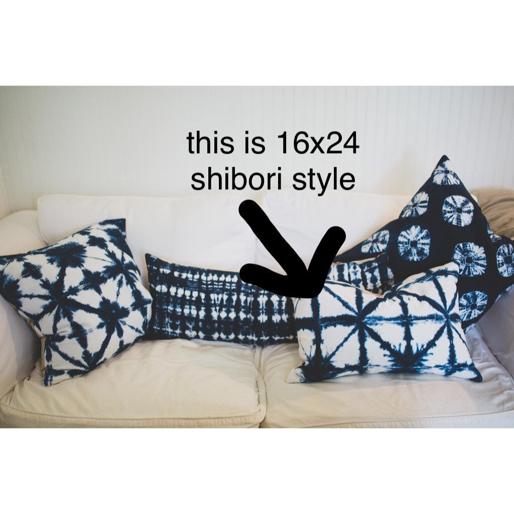 Shibori Pillow Cover | Large |16 x 24 Indigo/Navy
