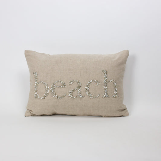 Beach Beaded Rectangle Pillow | Various bead color | Small or Large Size