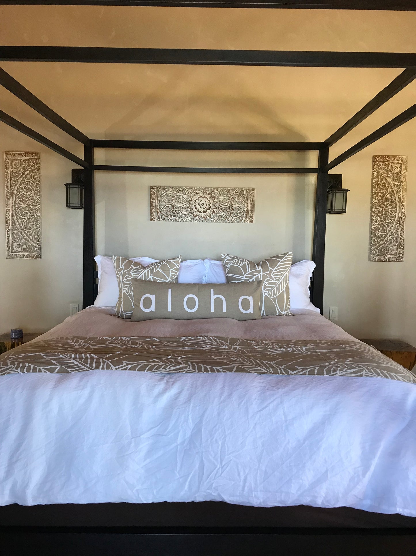 Banana Leaf/Aloha Lumbar Pillow | Black or White Design