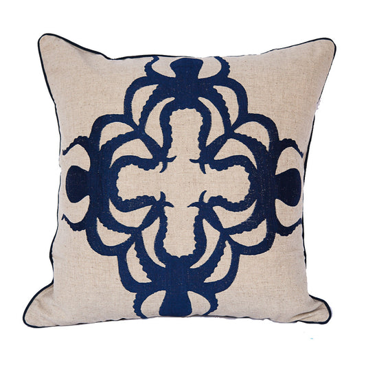 Lanikai Square Embroidered Pillow Cover | Octopus | Various Embroidery Colors