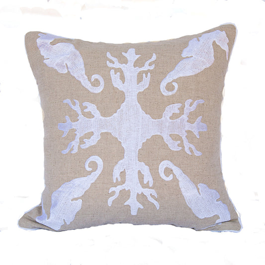 Lanikai Square Embroidered Pillow Cover | Seahorse | Various Embroidery Colors