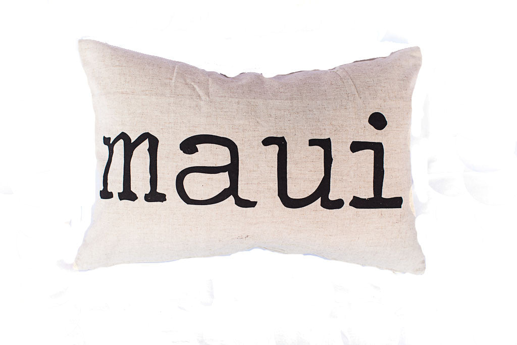 Maui/Aloha Screenprinted Large Rectangle Pillow | Various Ink colors