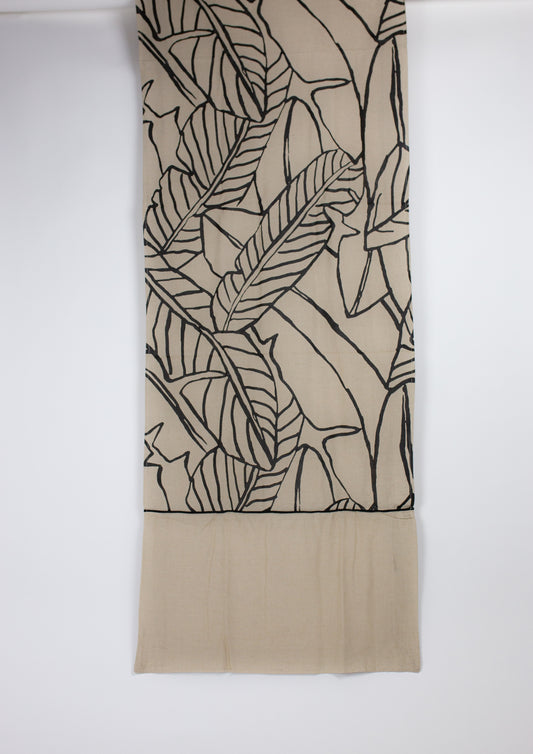 Banana Leaf Bed or Table Runner -  Black or White Design