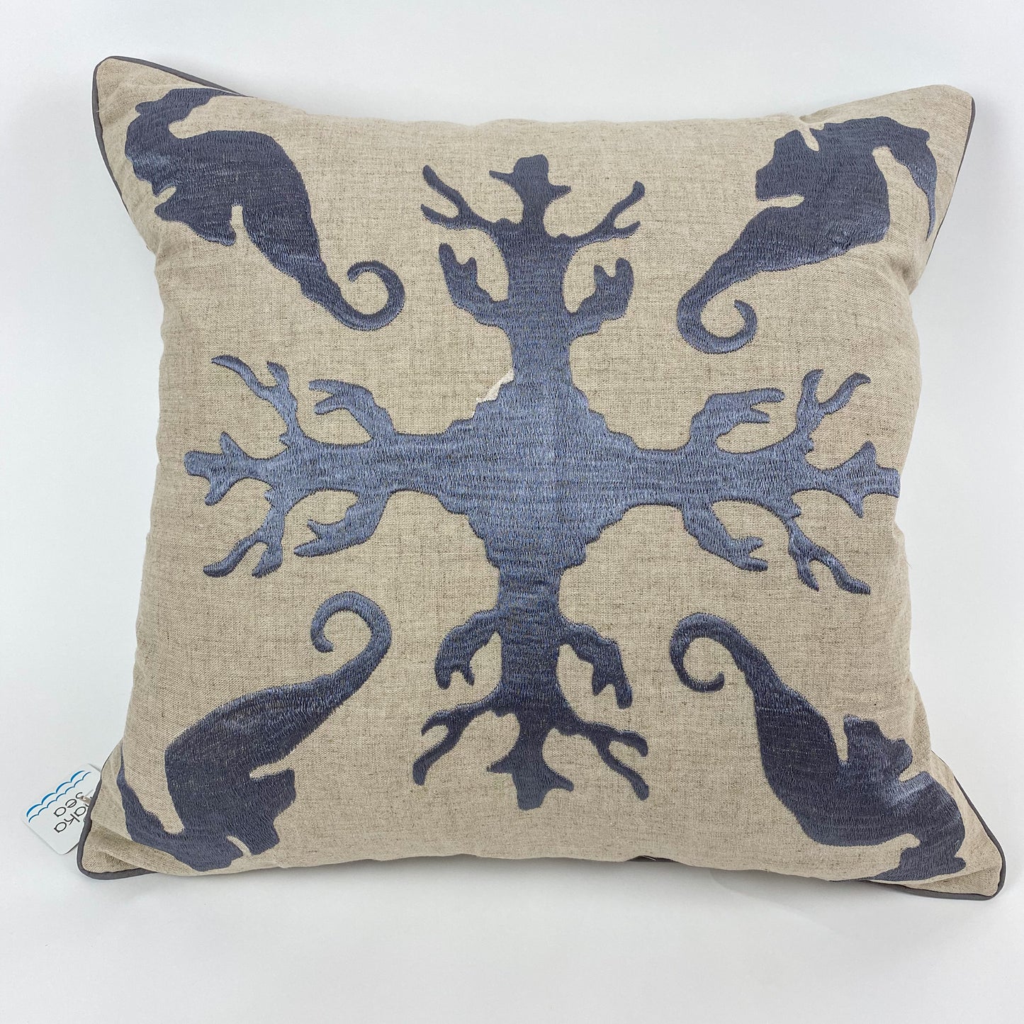 Lanikai Square Embroidered Pillow Cover | Seahorse | Various Embroidery Colors