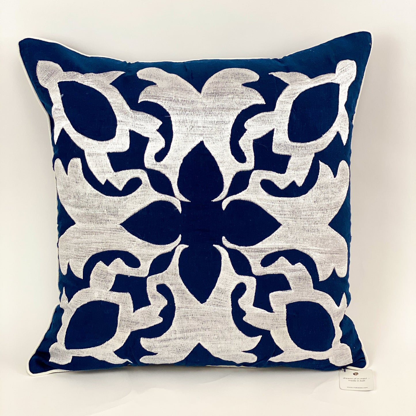 Lanikai Square Embroidered Pillow Cover | Sea Turtle/Honu |