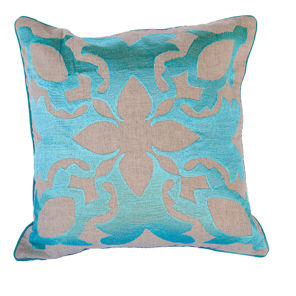 Lanikai Square Embroidered Pillow Cover | Honu |