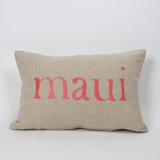 Aloha/Maui Reverse Text Small Rectangle Pillow | Various embroidery colors