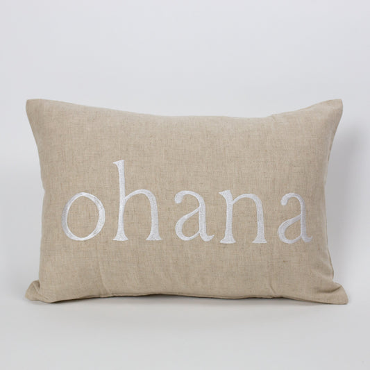 Embroidered | Double Sided Text |Ohana/Family| Pillow Cover